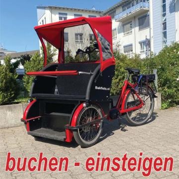 Bild Rikscha mit Text buchen - einsteigen