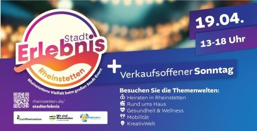 StadtErlebnis Banner 3 mit Termin-Hinweis, Themenwelten und QR-Code
