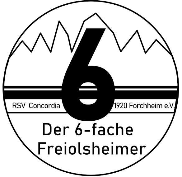 6 in rundem Kreis mit Aufschrift Der 6-fache Freiolsheimer