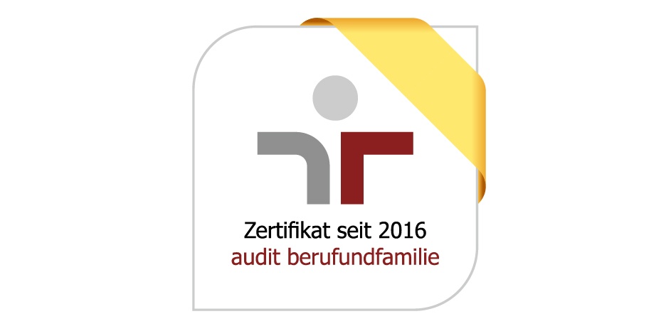 Logo audit berufundfamilie mit goldenem Band